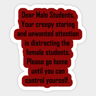 Dear Male Student Sticker